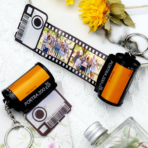 Camera Wooden Box for Film Roll Keychain
